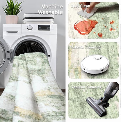 Washable Runner Rugs 3x10 Abstract Kitchen Runner Rug Non Slip Backing - Image 3