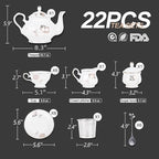 CHENP.HMC Porcelain Ceramic 22-Piece Tea Set, Teapot and Cup Set, 30.7 Ounces, for 6, Gift Sets, Tea or Coffee Lovers, Wedding, Birthday