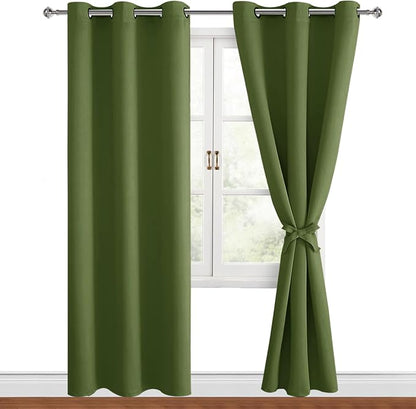 Blackout Curtains for Bedroom, 42 x 84 Inch, Olive Green, 2 Panels | Thermal - Image 8