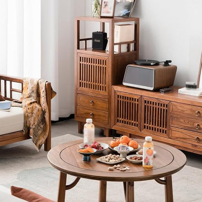 GUERNSEY End Table Chinese Style Wooden Sofa Side Table TV Cabinet Living Room - Image 2