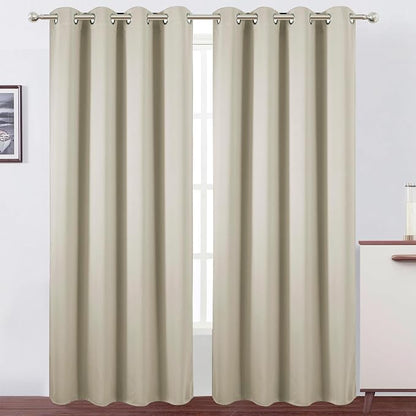 Blackout Curtains 52 x 120 Inch Long Light Beige Curtains Set of 2 Panels Room by Lemomo