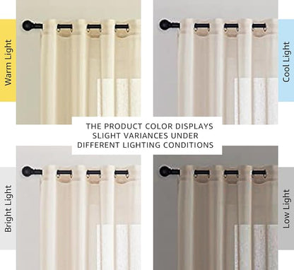 NICETOWN Semi Sheer Beige Curtains 84 inches Long, Grommet Retro Linen Curtains - Image 2