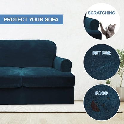 CUCRAF T Cushion Sofa Cover 2 Piece Armchair Slipcovers, Soft Thick Velvet - Image 4