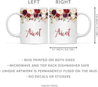 Andaz Press 11oz. Mother's Day Ceramic Coffee Tea Mug Gift, Fall Autumn Marsala Burgundy Flowers Roses Florals, Aunt, 1-Pack, Includes Gift Box, Birthday Christmas Gift Ideas