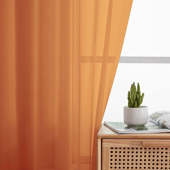 Cafe Curtains 36 Inch Length Tier 2 Pieces, Modern Soft Airy Sheer Kitchen - Image 7