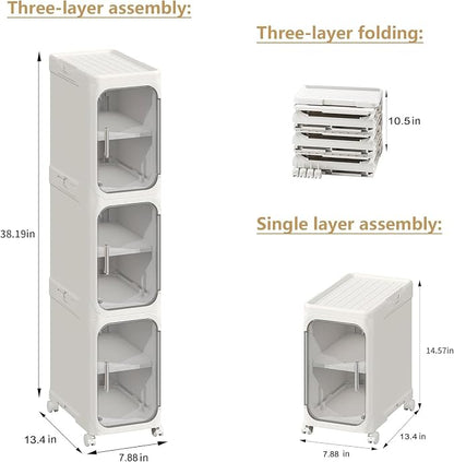 3-Tier Tall Narrow Storage Cabinet, Slim Bathroom Storage Cabinet - Image 2