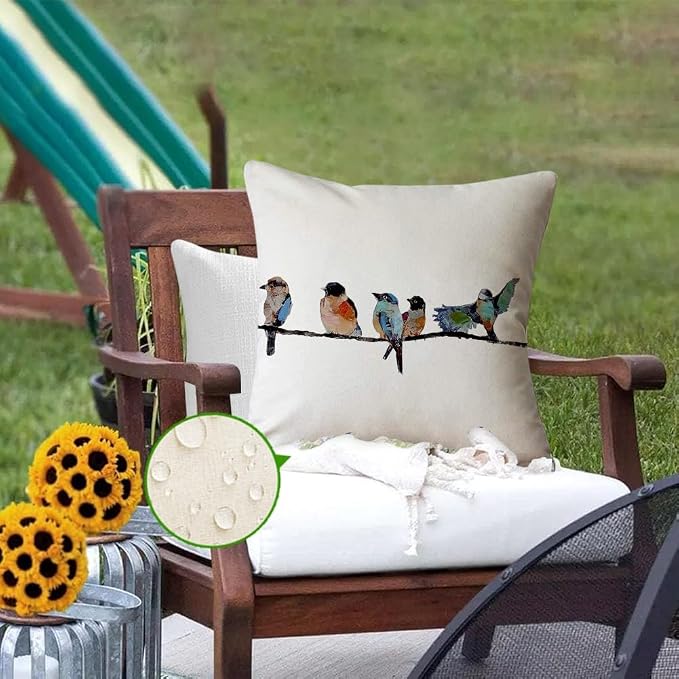 RABUSOFA Outdoor Pillow Covers 20x20 Inch, Outdoor Bird Lumbar Throw Pillow - Image 4