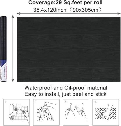 Arthome Black Marble, 35.4x120 Inches Peel and Stick Wallpaper, Marble Contact - Image 7