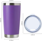 DOMICARE 20oz Stainless Steel Tumbler Bulk with Lid, Double Wall Vacuum Insulated Travel Mug, Powder Coated Coffee Cup (Powder Purple, 12)