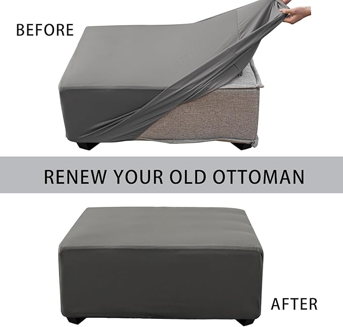 Super Stretch 40x40x15 inch Square Ottoman Cover- Soft Form Fit Ottoman Cover - Image 4
