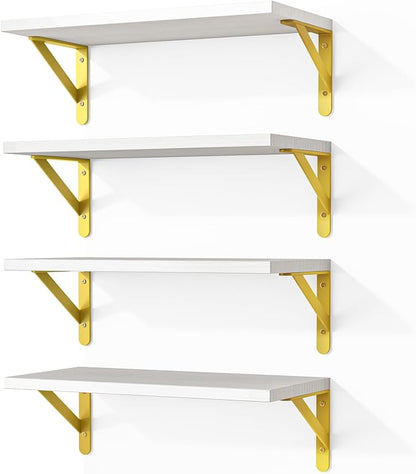 Fixwal White Shelves, Wood Wall Floating Mounted Shelves by Fixwal