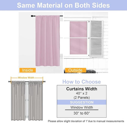 Simplebrand Ava Pink Short 36 Inches Blackout Curtain 2 Panels Set, Half Window - Image 7