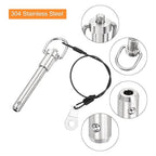 uxcell 1 Pcs Quick Release Pin, 3/8" x 1.77"(Dia. x L) Push-Button Ball Locking Pin 304 Stainless Steel Ring Handle Locking Pin with Wire for Audio Bimini Top Marine, Silver