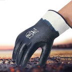Oil Resistant Gloves, Nitrile Fubber Fully Coated Cotton Safety Work Gloves, Acid Alkali Resistant, for Men & Women Large, Blue (Pack of 12)