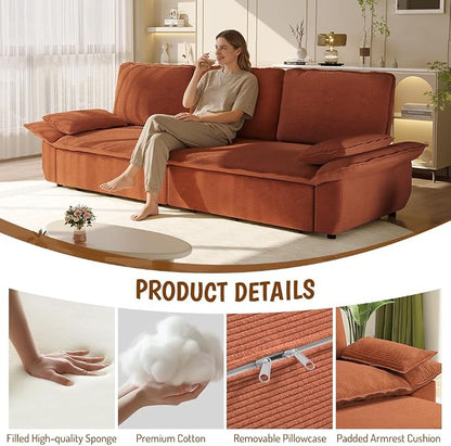 KEIKI 94.5" King Size 3-in-1 Convertible Sofa Bed, Pull-Out Sleeper Couch - Image 5