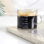 BCnmviku Espresso Glass Measuring Cup Triple Pitcher Milk Cup 75ML Espresso Cups with Handle Espresso Shot Glass with V-Shaped Mouth Clear Accessories Milk Frothing Pitcher (1)