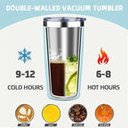 20 oz Tumbler with Lids and Straws, Stainless Steel Insulated Coffee Tumbler, Double Wall Vacuum Insulated Travel Mug Cup, Leakproof Thermal Coffee Cup for Hot and Cold Drinks (dark green)