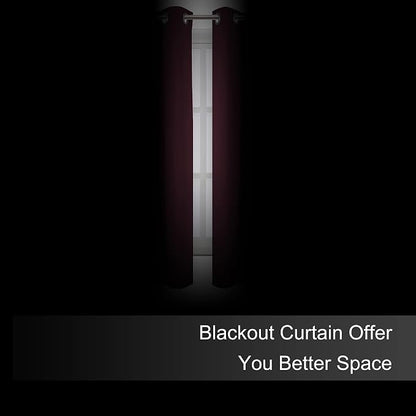 Blackout Curtains 52 x 45 inch/Burgundy Red Curtains Set of 2 Panels/Thermal - Image 3