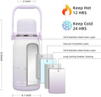 BJPKPK Insulated Water Bottle 27oz Stainless Steel Water Thermos with Handle and Cup Lid Travel Metal Thermos,Purple Pearl