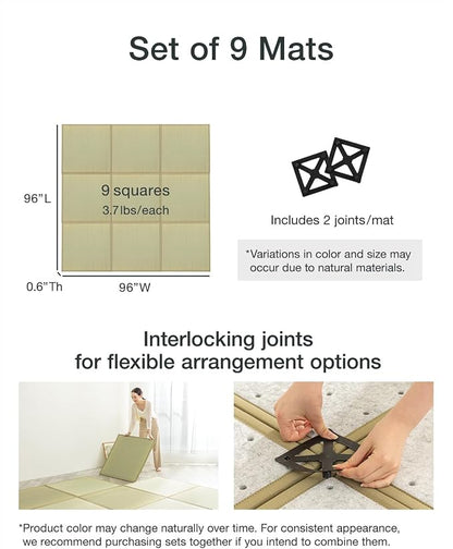 FULI Japanese Square Tatami Rug, Lightweight Igusa Mat, Made in Japan - Image 6