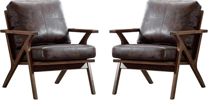 Bonzy Home Mid Century Modern Chair, PU Leather Accent Chairs Set of 2 by BonzyHome