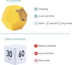 KADAMS Pomodoro Cube Timer Productivity-11 Preset Countdowns, Flip-to-Start Gravity Activation - Sound Vibrate Mute Rechargeable - Ideal for ADHD Kid Kitchen Classroom Cook Study Exercise - Yellow
