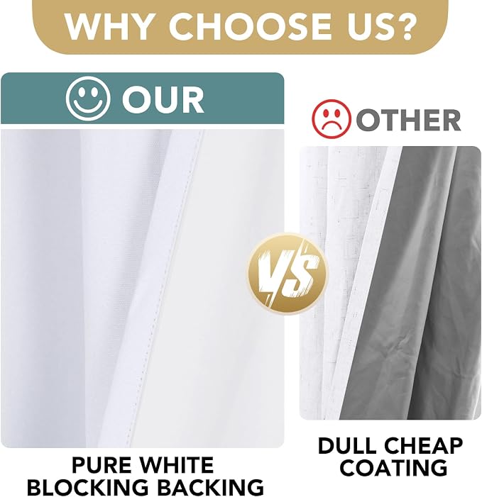 H.VERSAILTEX White Linen Blackout Curtains Durable Thick Textured Linen Look - Image 4