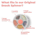 GoBe Kids Original Snack Spinner Bundle with Hand Strap and Sticker Sheet - Reusable Snack Container with 5 Compartment Dispenser and Lid | BPA and PVC Free | Dishwasher Safe | No Spill, Leakproof