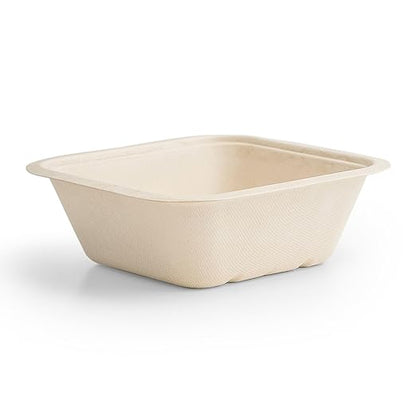 Vegware Compostable 32oz Molded Fiber To Go Containers, Case of 600, Nourish, No-Added PFAS, Reuseable, Bagasse, Meal Prep Food Storage, Suitable for Hot or Cold Food, Choice of Size 4 Lids & bases