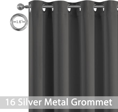 Yakamok Charcoal Grey Room Darkening Curtains 84 inch Sliding Door Drapes | 1 - Image 3