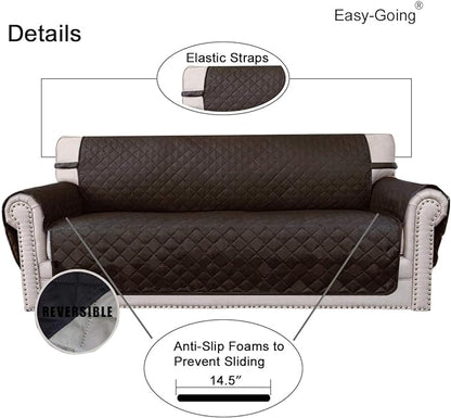 Easy-Going Reversible Couch Cover, Small Chair, Chocolate/Beige | Machine - Image 3