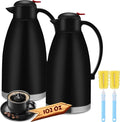 Nuogo 2 Pcs 102 oz Thermal Coffee Carafe Insulated Stainless Steel Carafe Double Walled Vacuum Coffee Thermal Pot with Brush for Home Office Use Keep 24 Hours Hot Water Tea(Black)