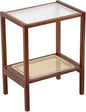 Tiita Rattan Side Table, Mid Century Nightstand, 2-Tier Bamboo Accent Bedside by TiitaHome