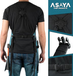 Asaya Chef and BBQ Apron with Bottle Opener and Hand Towel - 10oz Cotton Canvas, Stainless Steel Hardware - Cross Back Straps