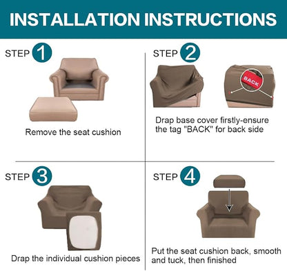 Turquoize 2 Piece Chair Covers Armchair Slipcovers - Image 6