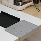 Espresso Tamping Mat Silicone Coffee Tamper Mat with Corner Design, Heat Resistant Non-Slip Coffee Station Pad (Black, Large)