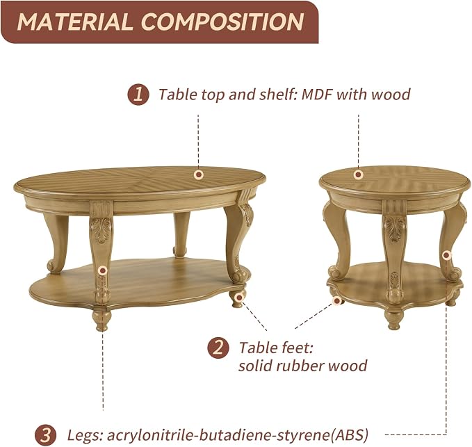LKTART Round End Tables for Living Room, Vintage Side Table for Small Spaces - Image 5