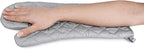 17 Inch Extra Long Heat Resistant Oven Gloves New Cotton Oven Mitts Kitchen Gloves High Temperature Cooking Tool BBQ Gloves (17" Silver)