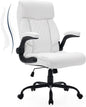 High Back Office Chair with Flip-up Armrests, Leather Comfy Desk Chair with by FORVEOLUX