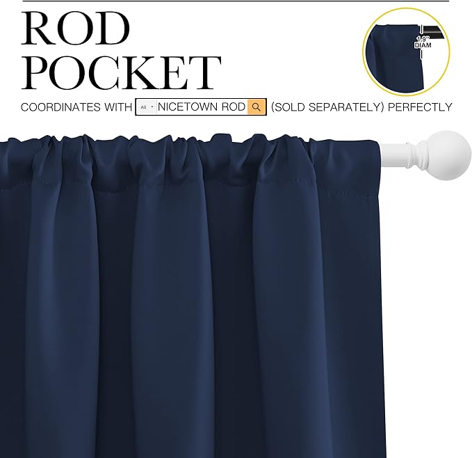 NICETOWN Navy Curtains Blackout Draperies - Image 3