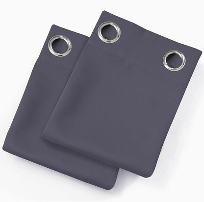 Blackout Curtains 66 x 54 Inch Long Grey Curtains Set of 2 Panels Room - Image 9