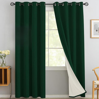 Yakamok Dark Green Linen Textured Curtains 96 Inches Long by Yakamok