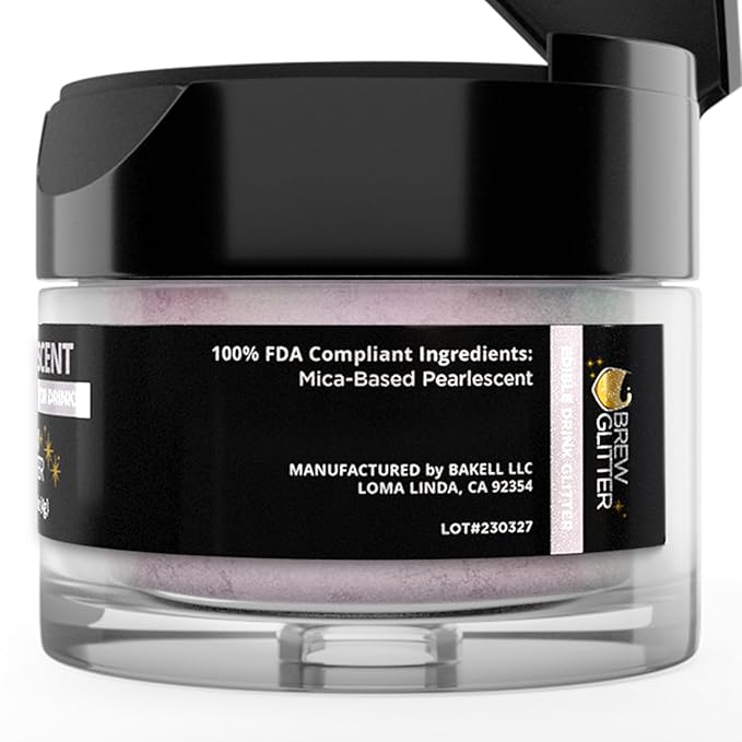 Brew Glitter Iridescent Pink Edible Drink Glitter 1x 4g Jar for Cocktails, Beer, & Beverages