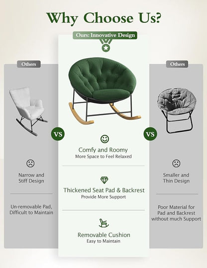 Kidirect Wide Rocking Chair Nursery, Comfy Saucer Nursery Rocking Chairs - Image 6