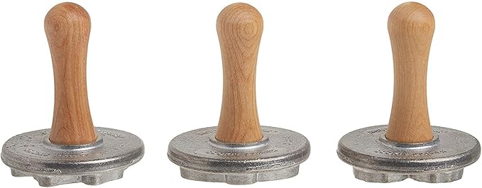Nordic Ware 01233 Holiday Cast Cookie Stamps, 3-inch rounds, Silver