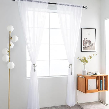 SpaceDresser Sheer Window Treatment Rod Pocket Curtain Panels - Image 2