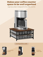 MOOACE Coffee Pod Holder for K Cup Holder Drawer Holder, Coffee Pod Drawer For Counter, 2 Tier K-Cup Storage With Sliding Baskets, 72 Capacity Pods Organizer Cups Capsule for Coffee Station, Black