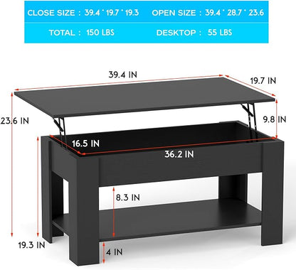 FDW 39.4" Lift Top Coffee Table - Image 3