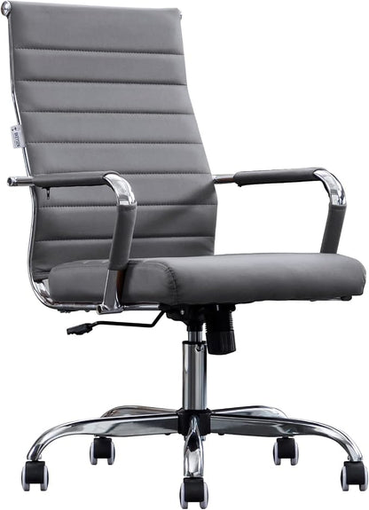 Home Office Chair Ribbed, Modern Leather Conference Room Chairs, Ergonomic by BOWTHY