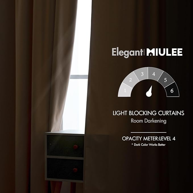 MIULEE Velvet Curtains 52x63 inches 2 Panels Camel Beige Blackout Curtains | - Image 5